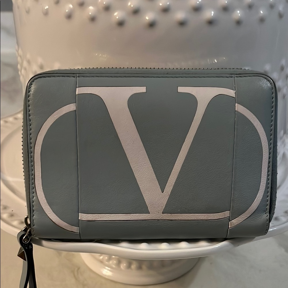 Valentino Blue Wallet with Iconic Logo